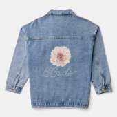 Bruid Elegant Roze Bloem Bruiloft Script Denim Jacket (Achterkant)