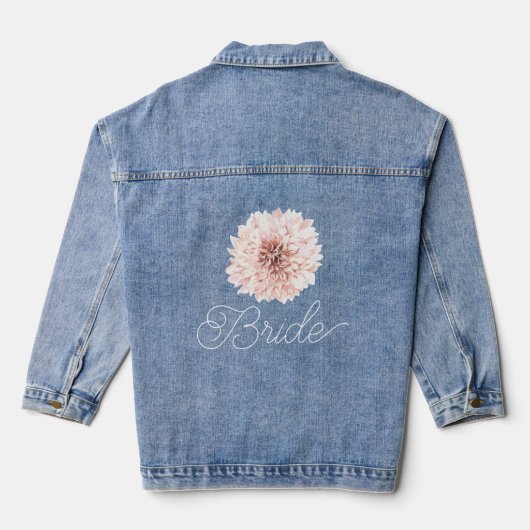 Bruid Elegant Roze Bloem Bruiloft Script Denim Jacket (Achterkant)
