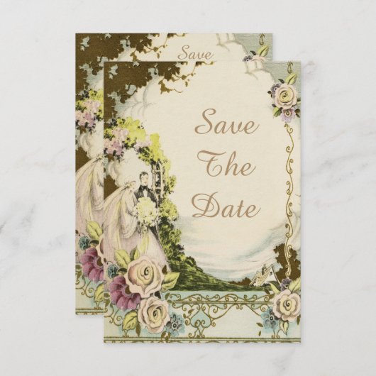 bruid- en aardrijkskundige bruiloft sparen de dat kaart (Voorkant / Achterkant)