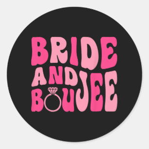 Bruid en Boujee Bach Groovy Matching Bachelorette Ronde Sticker