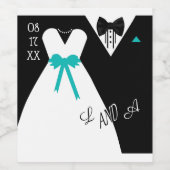 Bruid en bruidegom aanpassen de kleur bruiloft wijn etiket (Enkel label)