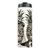 Bruid en bruidegom Aloha Ananas Tiki Hoofd Bruilof Thermosbeker (Voorkant)