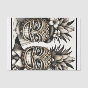 Bruid en bruidegom Aloha Ananas Tiki Hoofd Bruilof Tissuepapier