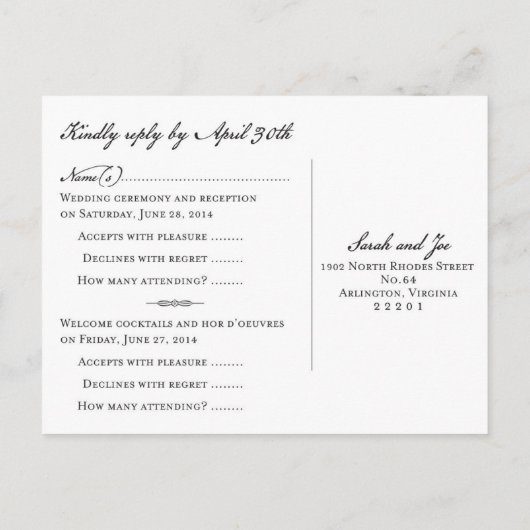 bruid en bruidegom antwoord Briefkaart (Achterkant)