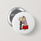 Bruid en bruidegom bij de bruidstaart Button (Voorkant /achterkant)
