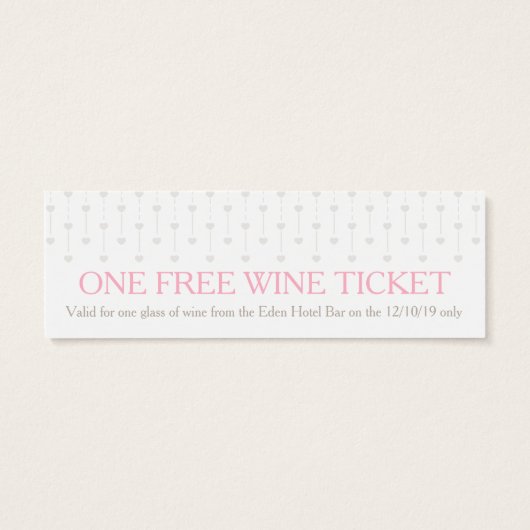 Bruid en bruidegom bruiloft gratis wijn voucher ka mini visitekaartjes (Achterkant)