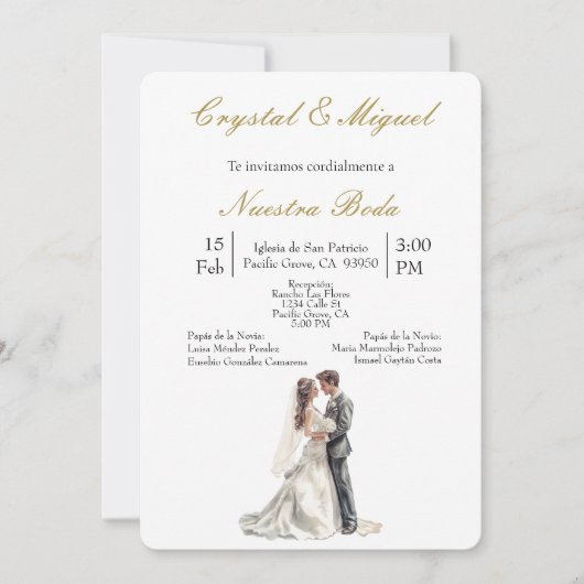 Bruid en bruidegom bruiloft kaart (Voorkant)