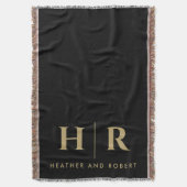 Bruid en bruidegom Bruiloft Monogram Minimalistisc Deken (Voorkant Verticaal)