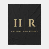 Bruid en bruidegom Bruiloft Monogram Minimalistisc Fleece Deken (Voorkant)