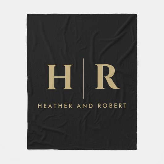 Bruid en bruidegom Bruiloft Monogram Minimalistisc Fleece Deken (Voorkant)