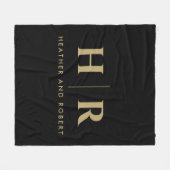Bruid en bruidegom Bruiloft Monogram Minimalistisc Fleece Deken (Voorkant (Horizontaal))