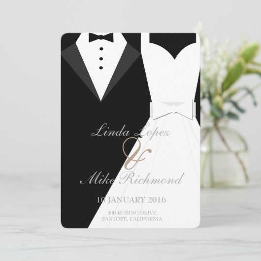 Bruid en bruidegom bruiloft uitnodiging Kaart (Staand voorkant)