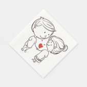 bruid en bruidegom Cartoon zwart-wit bruiloft Servetten (Hoek)