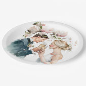 Bruid en bruidegom Champagne Magnolia's Papieren Bordje (Gekanteld)