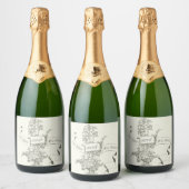 Bruid en Bruidegom Custom Champagne Label Sparkling Wijnetiket (Flessen)
