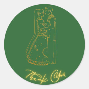 Bruid en bruidegom Dank je 2 Ronde Sticker