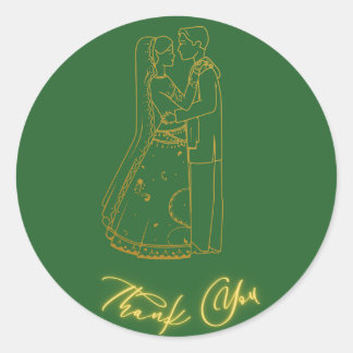 Bruid en bruidegom Dank je 2 Ronde Sticker