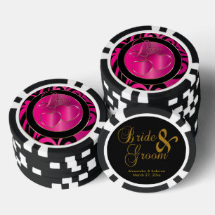 Bruid en bruidegom Elegant Pink Hearts Pokerchips