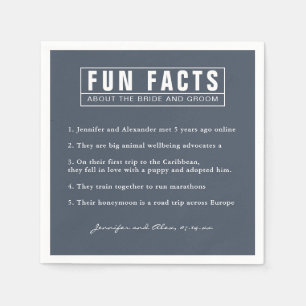 Bruid en bruidegom Fun Facts Smoky Navy Blue Paper Servet