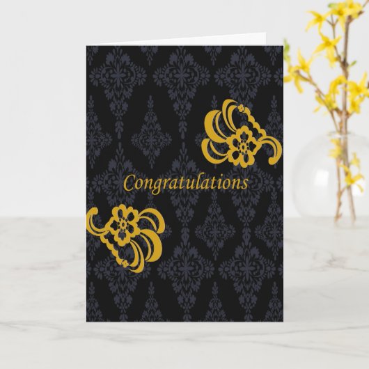 Bruid en bruidegom gefeliciteerd kaart (Gele Bloem)