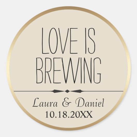 Bruid en bruidegom Gepersonaliseerde Koffie Label (Voorkant)