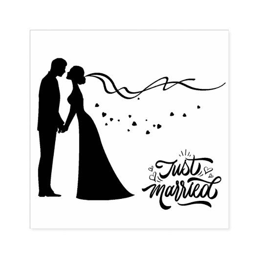 Bruid en bruidegom Gewoon Getrouwd Rubber Stamp Rubberstempel (Afrduk)