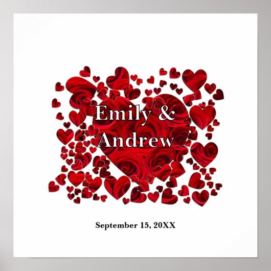 Bruid en bruidegom Hart Rozen Print (Voorkant)