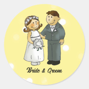 Bruid en Bruidegom Huwelijksviering Ronde Sticker