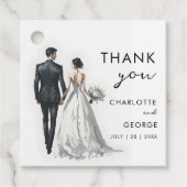 Bruid en bruidegom illustratie huwelijksgunsten bedankjes labels (Voorkant)