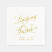 Bruid en bruidegom in elegant gouden script servet (Voorkant)