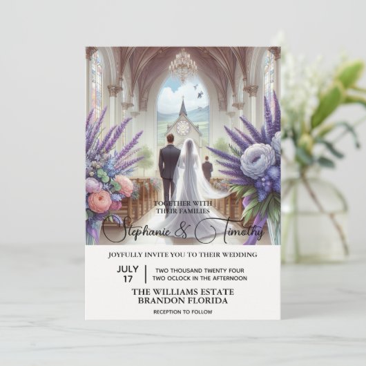 Bruid en bruidegom in Kapel Kaart (Staand voorkant)