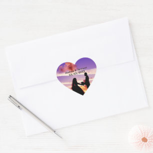 Bruid en bruidegom in Sunset Heart Stickers