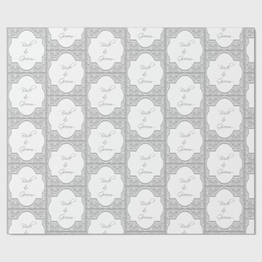 Bruid en bruidegom ingelijst bruids bruiloft cadeaupapier (Vlak)