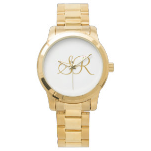 Bruid en Bruidegom Initiële Monogram Huwelijksaand Horloge