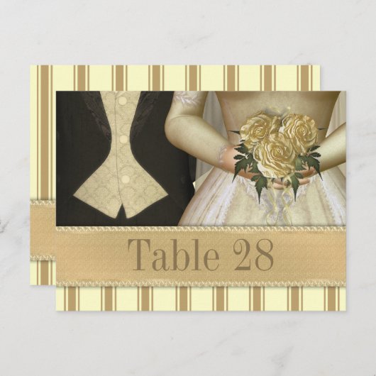 Bruid en bruidegom (ivoor) Trouwtafelnummer Briefkaart (Voorkant / Achterkant)
