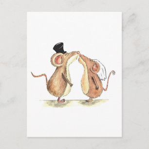 Bruid en bruidegom - Kissing Muizen - Cadeau voor Briefkaart