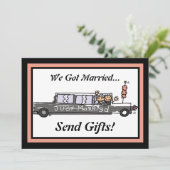 Bruid en bruidegom Limo weglopen / Ontvangst Kaart (Staand voorkant)