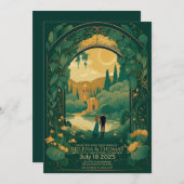 Bruid en bruidegom met bruin haar kaart (Voorkant / Achterkant)