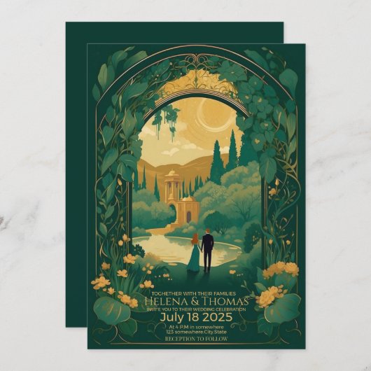 Bruid en bruidegom met bruin haar kaart (Voorkant / Achterkant)