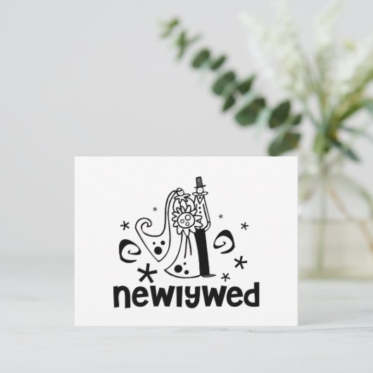 Bruid en Bruidegom Nieuwgetrouwd Aankondigingskaart (Staand voorkant)