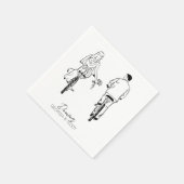 Bruid en bruidegom op fietsen bruiloft cocktail se servet (Hoek)