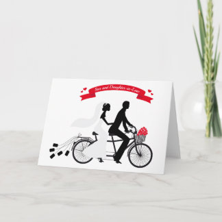 Bruid en bruidegom op huwelijksfiets kaart