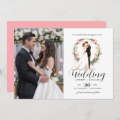 Bruid en bruidegom paar waterverf bruiloft kaart (Voorkant / Achterkant)