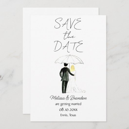 Bruid en bruidegom paar Waterverf rustieke bruilof Kaart (Voorkant / Achterkant)