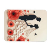 Bruid en bruidegom papierkunst met bloemen magneet (Horizontaal)