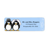 Bruid en bruidegom Penguin retour adreslabels Etiket (Voorkant)