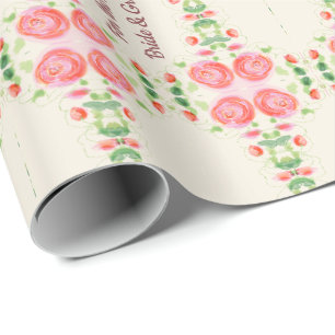 Bruid en bruidegom Roze Rose Wrapping Papier