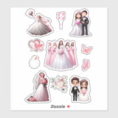 Bruid en bruidegom Roze Sticker (Vel)