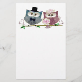 Bruid en bruidegom schattige Uilen Kunst Briefpapier