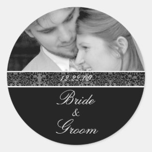 Bruid en bruidegom Sticker Zwart-wit Uw foto